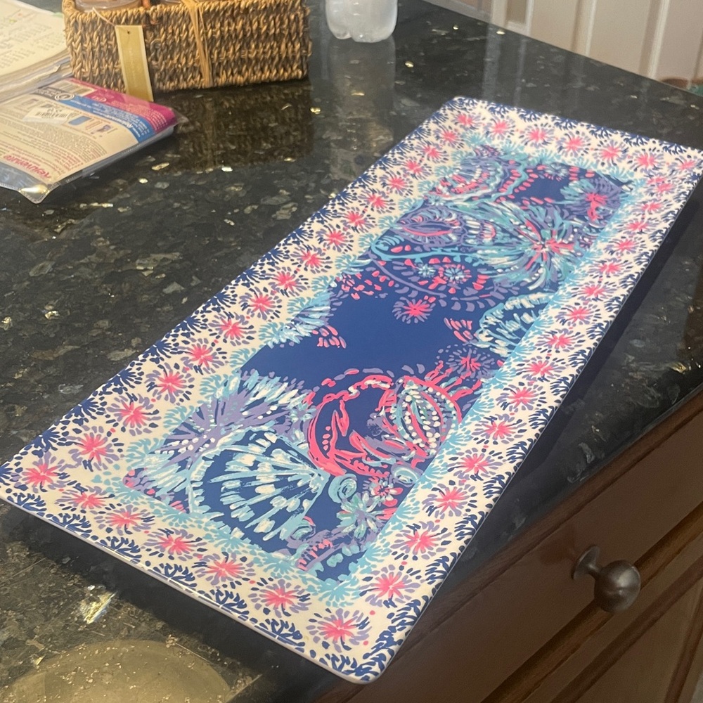 Lilly Pulitzer Gypsea Girl Indigo Blue Melamine Plastic Tray Rectangle